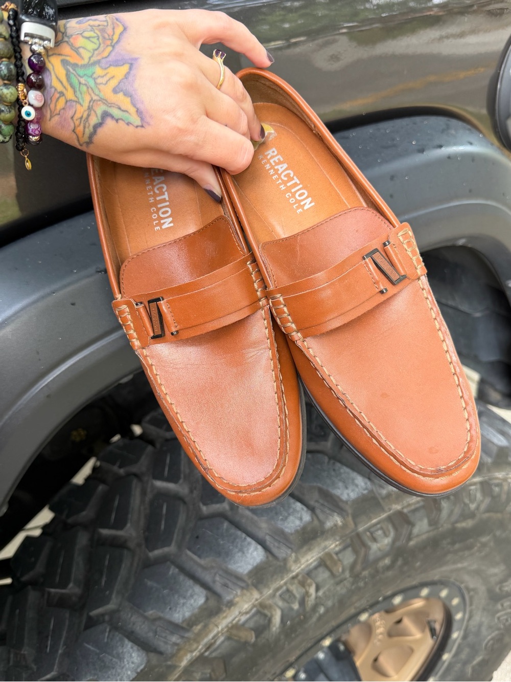 Kenneth Cole Reaction Cognac Leather Penny Loafers